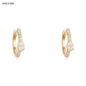 Teardrop Pave 14K (or 18k upon request) Yellow Gold Huggie Earrings